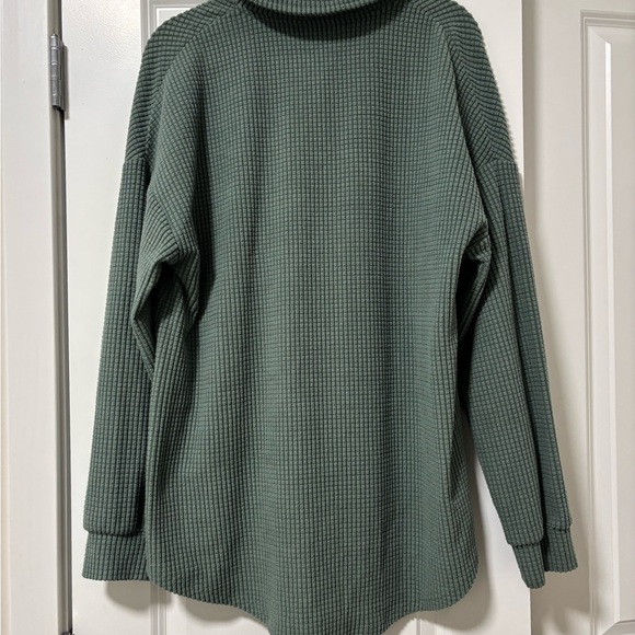 Green Waffle Knit Button-Up Shirt - Picture 3 of 3